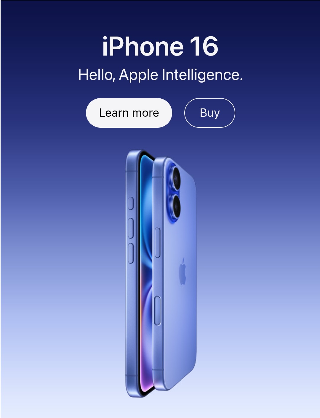 iPhone 16 and iPhone 16 Plus - Hello, Apple Intelligence Mobile Hero at apple wholesale stores